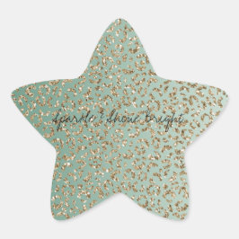 Emerald Green Glam Glitzer Leopard Print Stern-Aufkleber
