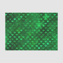 Emerald Green Glam Hearts Pattern Seidenpapier
