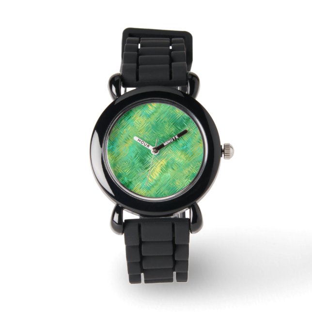 Emerald Green Glassy Texture Armbanduhr (Vorderseite)
