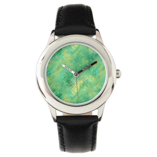 Emerald Green Glassy Texture Armbanduhr (Vorderseite)