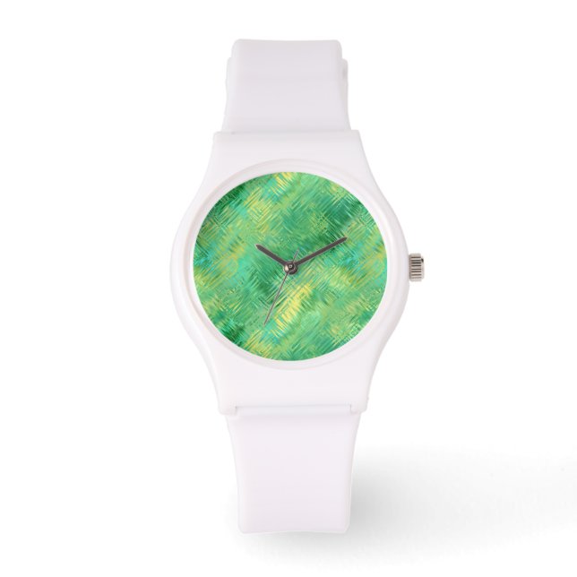 Emerald Green Glassy Texture Armbanduhr (Vorderseite)