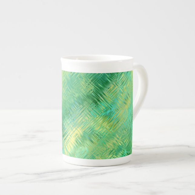 Emerald Green Glassy Texture Prozellantasse (Vorderseite Rechts)