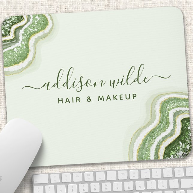 Emerald Green Glitzer Agate Geode Luxe Chic Mousepad (Von Creator hochgeladen)