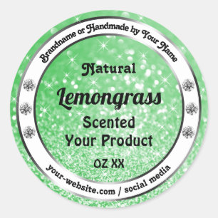 Emerald Green Glitzer mit Diamonds Product Labels Runder Aufkleber