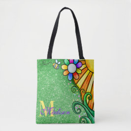 Emerald Green Glitzer Whimsy Blume Sunshine Bee Tasche