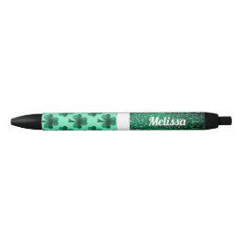 Emerald Green Glitzern Kleeblatt Clover personalis Kugelschreiber