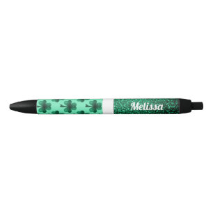 Emerald Green Glitzern Kleeblatt Clover personalis Kugelschreiber