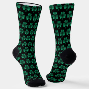 Emerald Green Glitzern Kleeblatt schwarz Socken