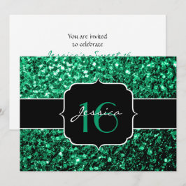 Emerald Green Glitzern Sweet 16 Einladung