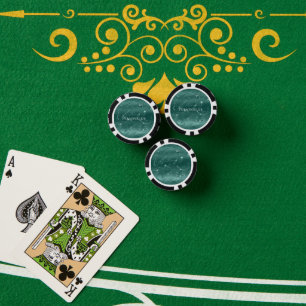 Emerald Green Glitzy Marble Personalisiert Pokerchips