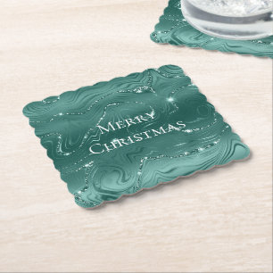 Emerald Green Glitzy Marble Weihnachten Untersetzer