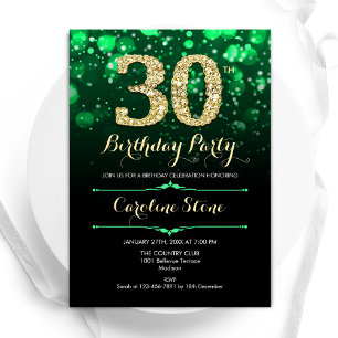 Emerald Green Gold 30. Geburtstag Einladung