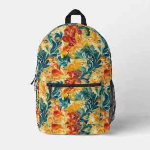 Emerald Green & Gold Abstrakt Paisley Blätter (3) Bedruckter Rucksack