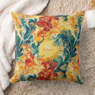 Emerald Green & Gold Abstrakt Paisley Blätter (3) Kissen