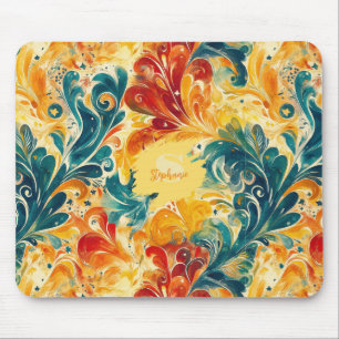 Emerald Green & Gold Abstrakt Paisley Blätter (3) Mousepad
