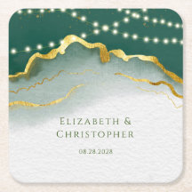 Emerald Green Gold Agate and Lights Wedding