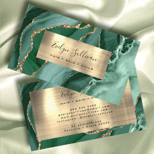 Emerald Green Gold Agate Business Card Visitenkarte