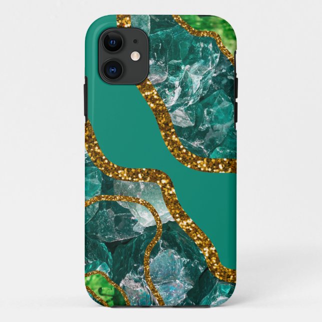 Emerald Green & Gold Agate Geode Case-Mate iPhone Hülle (Rückseite)
