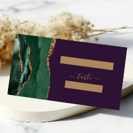 Emerald Green Gold Agate Lila Wedding Table Platzkarte