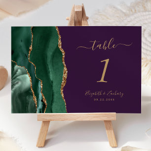 Emerald Green Gold Agate Lila Wedding Tischnummer