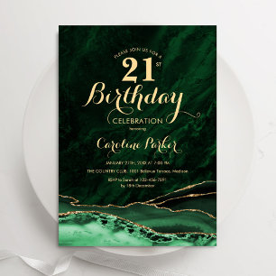 Emerald Green Gold Agate Marble 21. Geburtstag Einladung