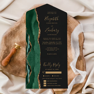 Emerald Green Gold Agate Meal Optionen Dunkle Hoch All In One Einladung