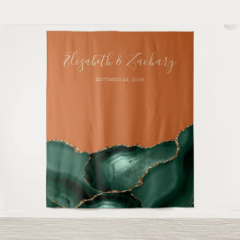 Emerald Green Gold Agate Rust Wedding Foto Stand Wandteppich