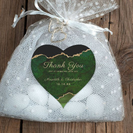 Emerald Green Gold Agate Vielen Dank Herz-Aufkleber