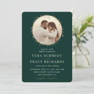 Emerald Green Gold All in one Foto UAwg Wedding Einladung