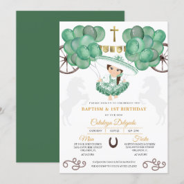 Emerald Green & Gold Baby Charra Mexikanische Tauf Einladung