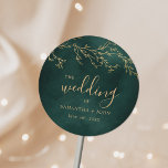 Emerald Green & Gold Botanische Hochzeit Runder Aufkleber<br><div class="desc">Emerald Green & Gold Botanisches Elegantes Wedding Classic Round Sticker</div>