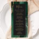 Emerald Green Gold Dark Wedding Menu Menükarte<br><div class="desc">Dieses elegante,  moderne Hochzeitsmenü bietet einen smaragdgrünen Aquarellhintergrund. Der anpassbare Text kombiniert goldfarbenes whimsical Handschriftzeichen mit kursiven und kopperplate-Schriftart auf schwarzem Schiefer-Hintergrund. Die Rückseite ist mit einem smaragdgrünen und goldgelben Dekor ausgestattet.</div>
