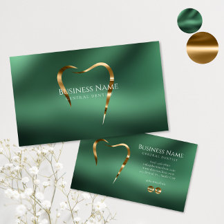 Emerald Green & Gold Dentist Carte de visite