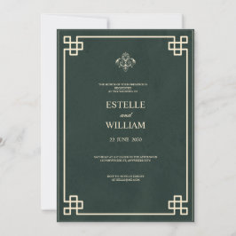 Emerald Green & Gold Elegant Wedding Invitation Einladung