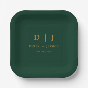 Emerald Green & Gold Elegante Luxury Wedding Pappteller