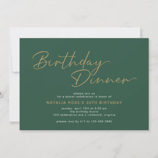 Emerald Green & Gold | Elegantes Abendessen zum Ge Einladung