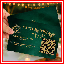 Emerald Green & Gold fangen die Liebe QR Hochzeit Begleitkarte