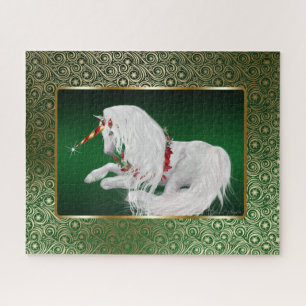 Emerald Green Gold Fantasy Holiday Unicorn