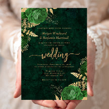 Emerald Green Gold Floral Wedding