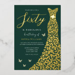 Emerald Green Gold Foil Gown 60. Geburtstagsparty Folieneinladung<br><div class="desc">Emerald Green Gold Foil Gown 60th Birthday Party Foil Einladung Weitere Einladungen in unserem Nest und Nest Store</div>
