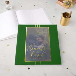 Emerald Green Gold Foto Wedding Foil Gästebuch
