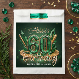 Emerald Green Gold Gemstone 60th Birthday Party Geschenktütchen