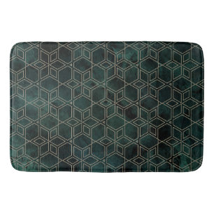 Emerald Green Gold Geometric Muster Badematte