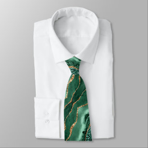 Emerald Green Gold Glitzer Funkelnd Marble Neck Ti Krawatte