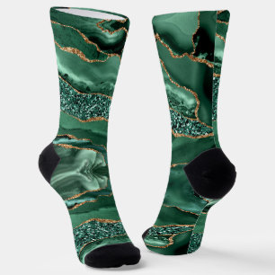 Emerald Green Gold Glitzer Funkelnd Socken aus Mar