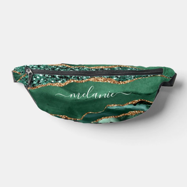 Emerald Green Gold Glitzer Individuelle Name Fanny Bauchtasche (Ablage )