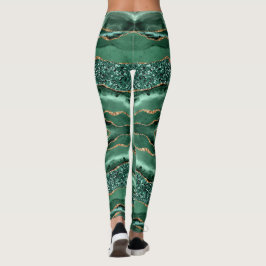 Emerald Green Gold Glitzer Leggings