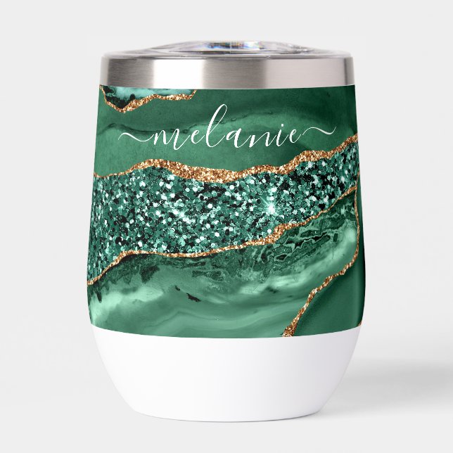 Emerald Green Gold Glitzer Marble Individuelle Nam (Vorderseite)