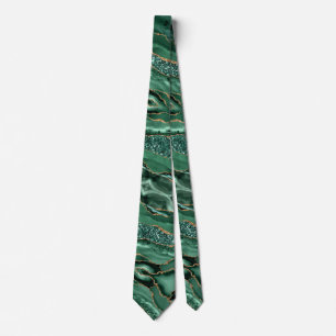 Emerald Green Gold Glitzer Marble Neck Tie Krawatte