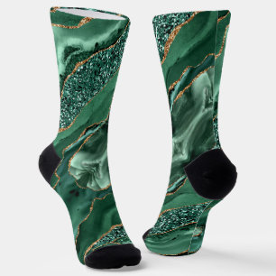 Emerald Green Gold Glitzer Marmor Sparkle Socks Socken